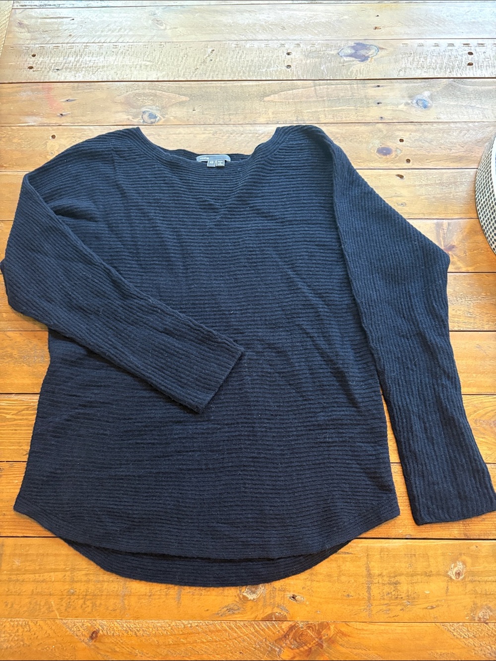 Vince Blue Ribbed V-Neck wool/cashmere Sweater